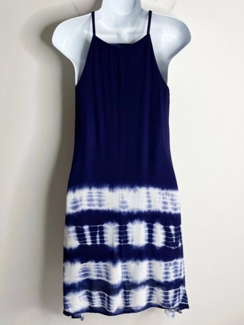 Blue Rain Women's Swing Dress XS Blue Tie Dye Sleeveless Asymmetric Hem Tunic - Picture 7 of 10